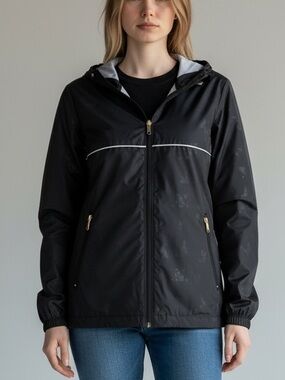 twik Black Hooded rain Jacket with Zip Pockets lightweight